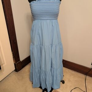 American Eagle Outfitters Light Blue Strapless Dress